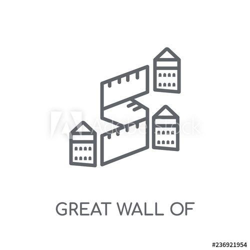Great Wall of China Logo - Great wall of china linear icon. Modern outline Great wall of china ...