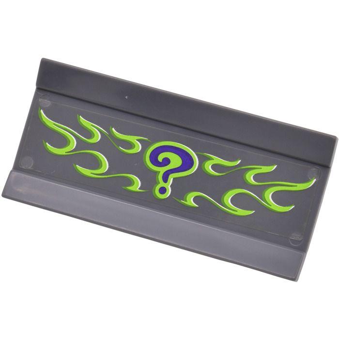 Riddler Logo - LEGO Dark Stone Gray Hinge 6 x 3 with Riddler Logo and Flames ...