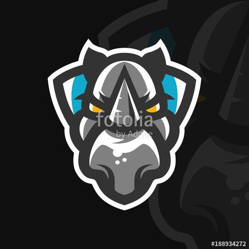 Rino Sports Logo - Rhino mascot logo design for sports team. Vector illustration Stock