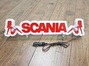 Two Red Girls Logo - NEW 3D SCANIA With Two Girls 24 Volts RED LED LIGHT