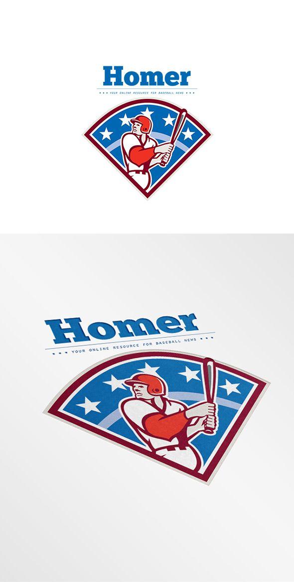 Diamond Shape Sports Logo - Homer Baseball News Logo