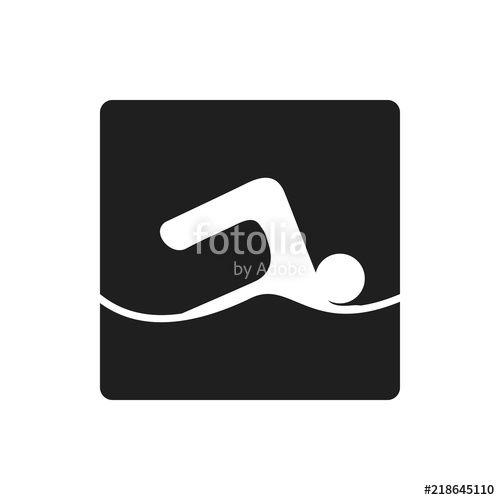 Black Square Sports Logo - Swimming black square logo symbol rider on white background with ...