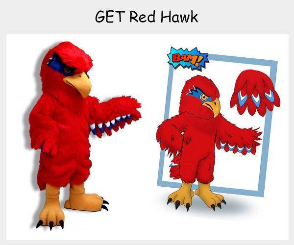 Red Hawk Mascot Logo - Custom Made Bird Mascots & Costumes