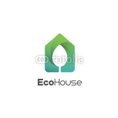 Simple House Logo - Eco House Logo (Simple House Icon & Leaf) | Buy Photos | AP ...
