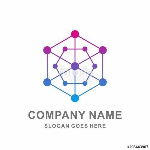 Hexagon Computer Logo - Hexagon Circle Dots Cube Box Digital Link Connection Technology ...