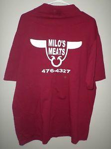 Red Milo Logo - MILO'S MEAT MARKET maroon lrg polo shirt Toledo butcher shop Ohio ...