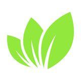 Green Three Leaf Logo - Simple, flat leaf icon. Three leaves logo. Black silhouette design