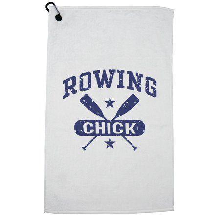 Funny Crew Logo - Funny Rowing Chick Crew Team Oars Logo Graphic Golf Towel