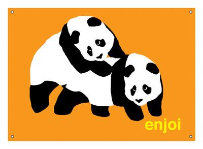 Enjoi Panda Logo - Enjoi Piggyback Pandas - Orange - Skate Banner – SkateAmerica