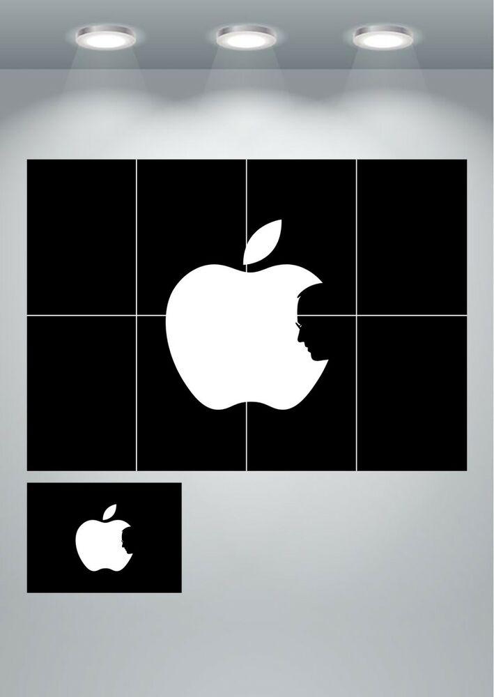 Steve Jobs Logo - Apple Logo Steve Jobs Wall Art Poster Print A3 / A4 Sections or ...