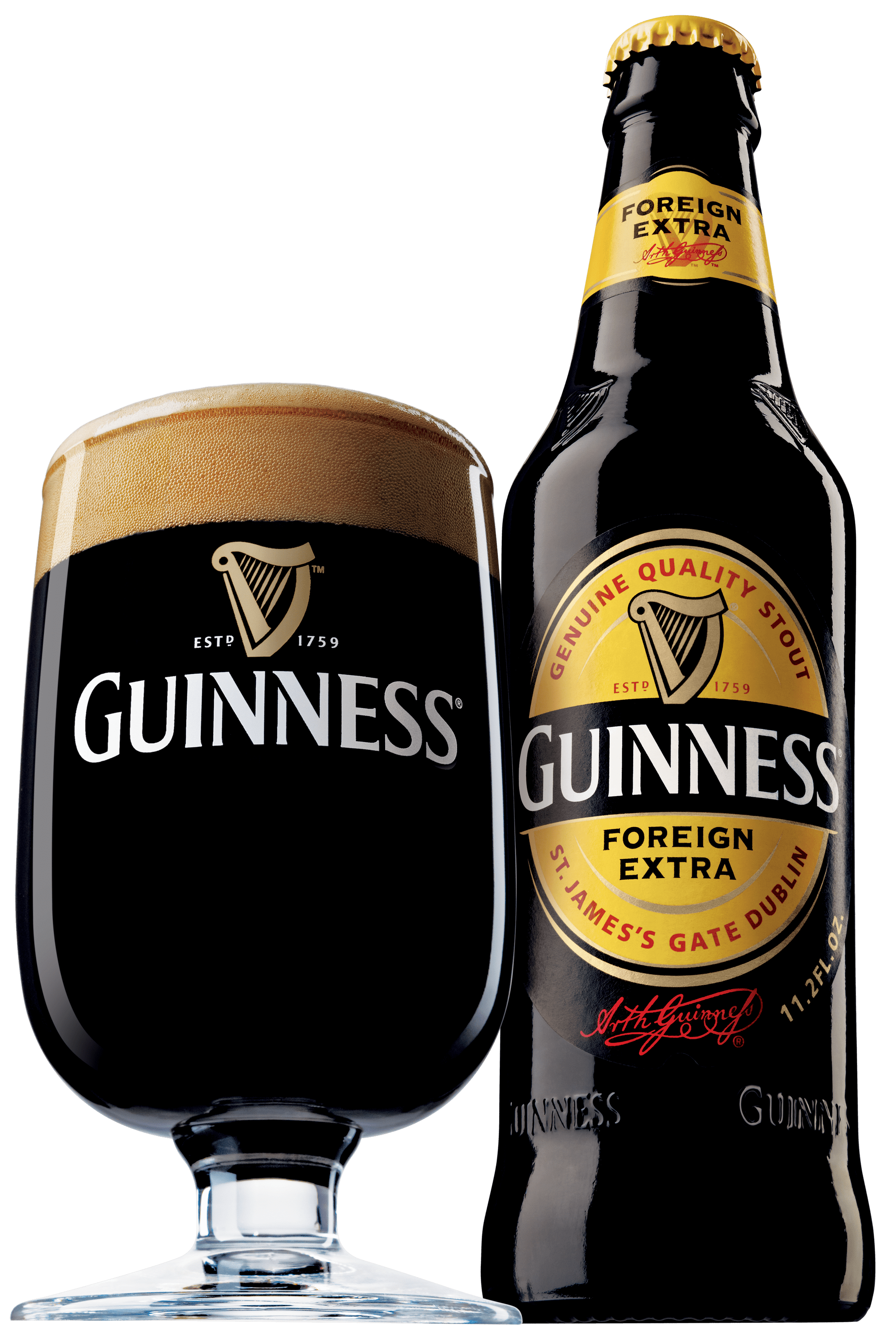 Guinness Stout Logo - Guinness Foreign Extra Bottle and Glass transparent PNG - StickPNG