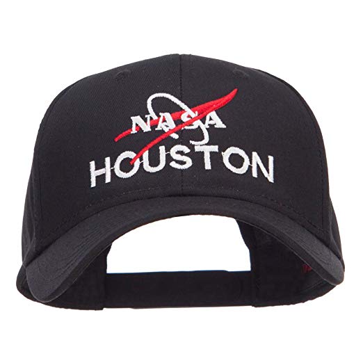 NASA Houston Logo - E4hats NASA Houston Embroidered Cotton Twill Cap - Black OSFM at ...
