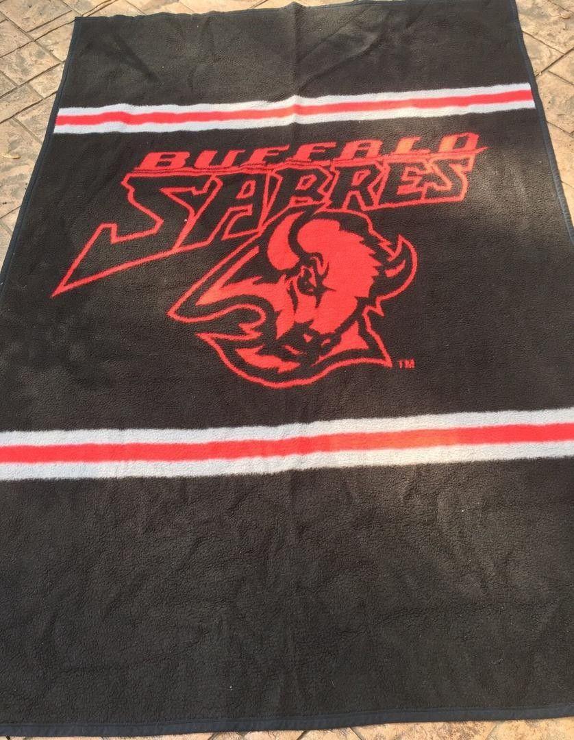 Red and Black Sabres Logo - Vintage Buffalo Sabres Biederlack Blanket X 78. Red / Black