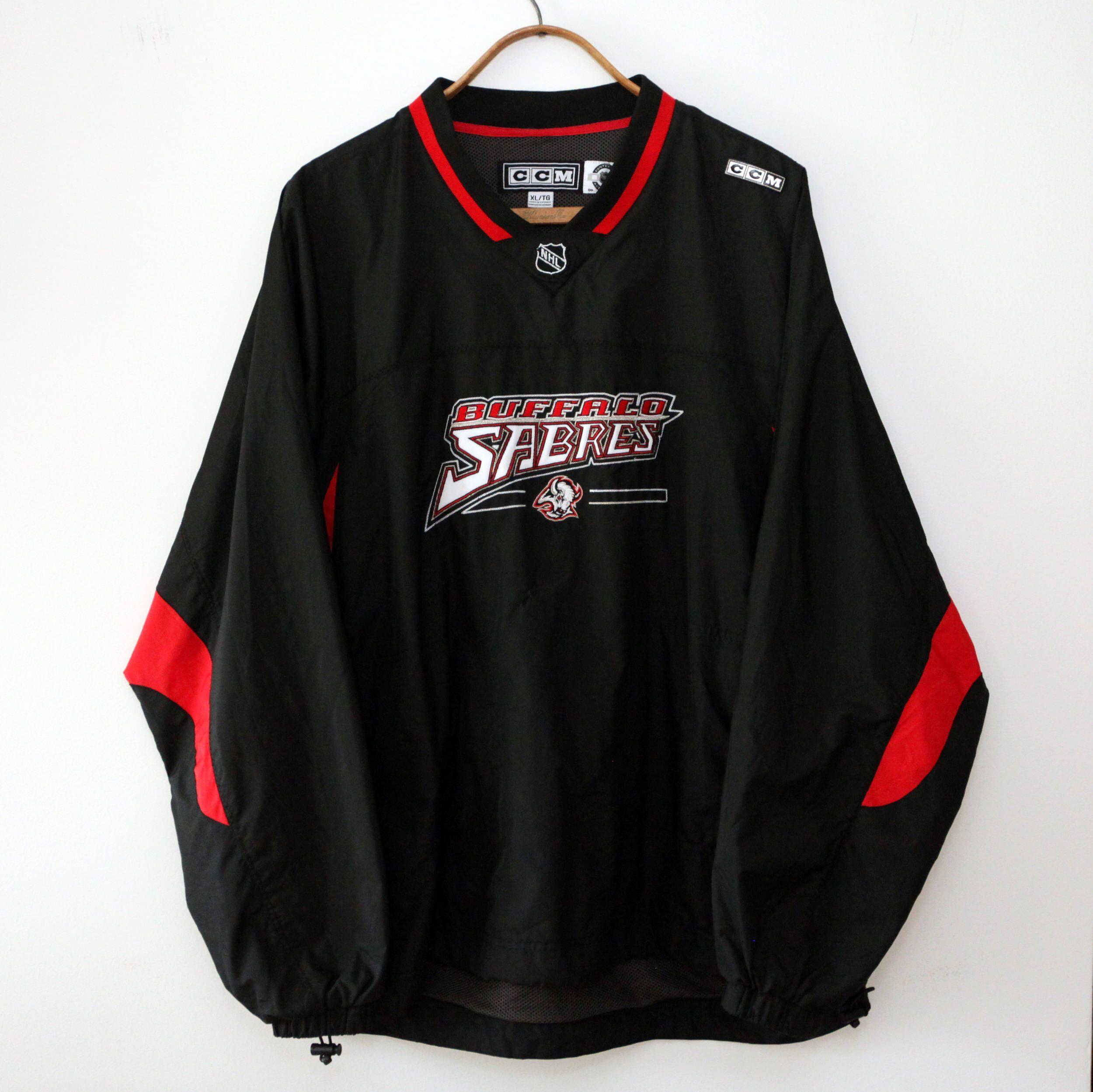 Red and Black Sabres Logo - Vintage 90's Buffalo Sabres CCM Windbreaker Jacket SZ XL. Vintage