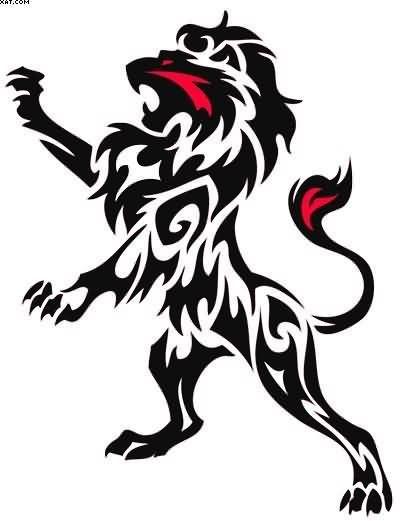 Black and Red Lion Logo - Tribal Black And Red Lion Tattoo Sample. Shlomi tatto idea. León