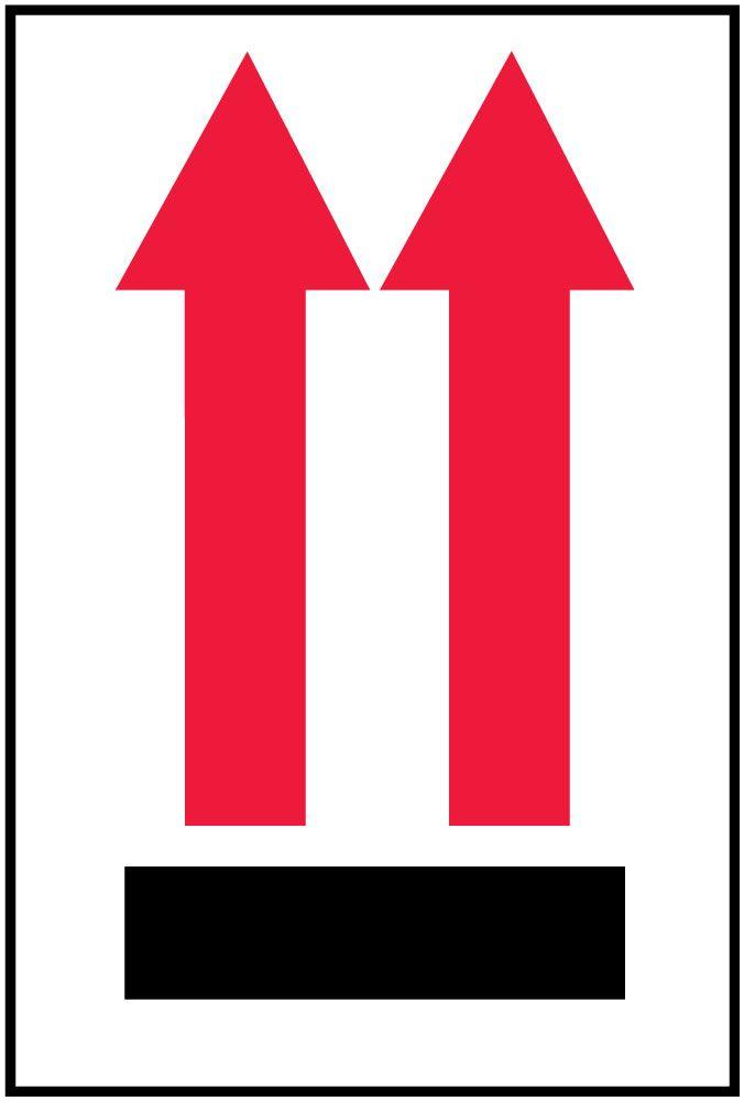 Double Red Arrow Logo - This End Up - Double Red Arrows - International Safe Handling Label