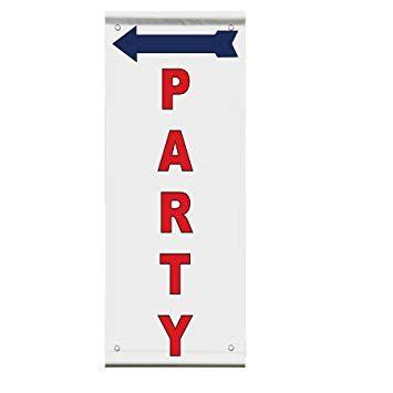 Double Red Arrow Logo - Party Red Arrow Left Double Sided Vertical Pole Banner