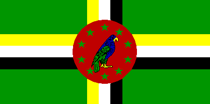 Red and Green with a Red Bird Logo - Dominica