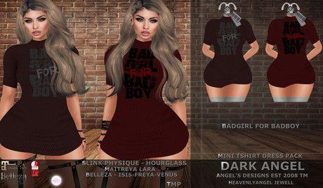 Dark Angel Clothing Logo - Second Life Marketplace Angel : BadGirl For BadBoy : Tshirt