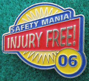 Red Circle with Blue E Logo - YUM Safety Mania Injury Free 06 Circle Blue Red Yellow Banner Pin | eBay