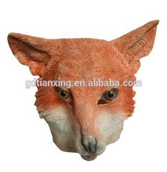 Brown Fox Head Logo - Fashion Custom Halloween Tricky Brown Fox Full Head Animal Latex ...