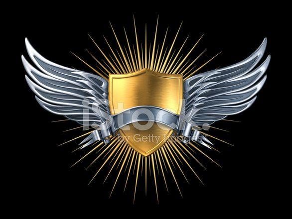 Silver Wings Logo - Gold Shield With Silver Wings and Ribbon Stock Photos - FreeImages.com