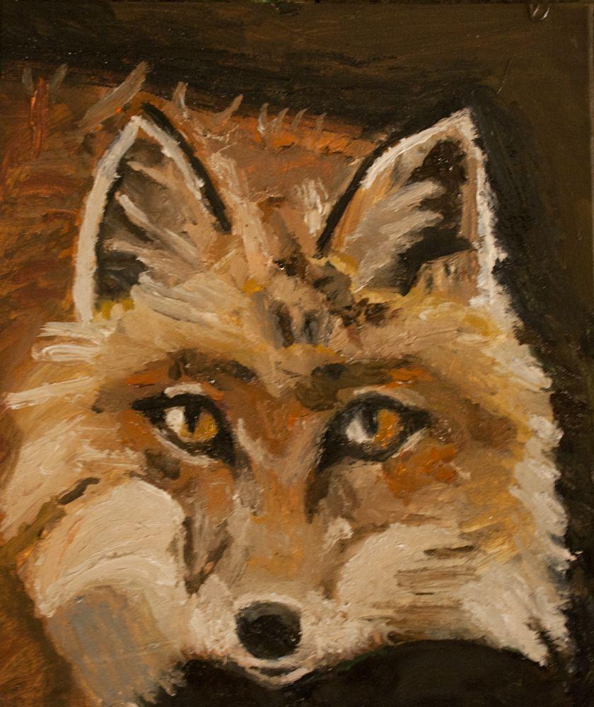 Brown Fox Head Logo - Brown Fox Mini Wildlife Painting Gold, Red, Orange Art - Daily ...