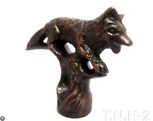 Brown Fox Head Logo - Antique Brown Fox Head Handle Wooden Vintage Designer Walking Stick ...