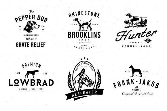 White Cartoon Dog Logo - Dog Kennel Logo Badges ~ Logo Templates ~ Creative Market