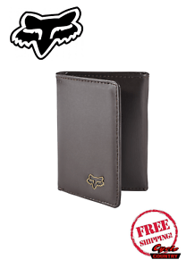 Brown Fox Head Logo - FOX RACING BRAND LEATHER TRIFOLD WALLET BROWN W/ CAST FOX HEAD LOGO