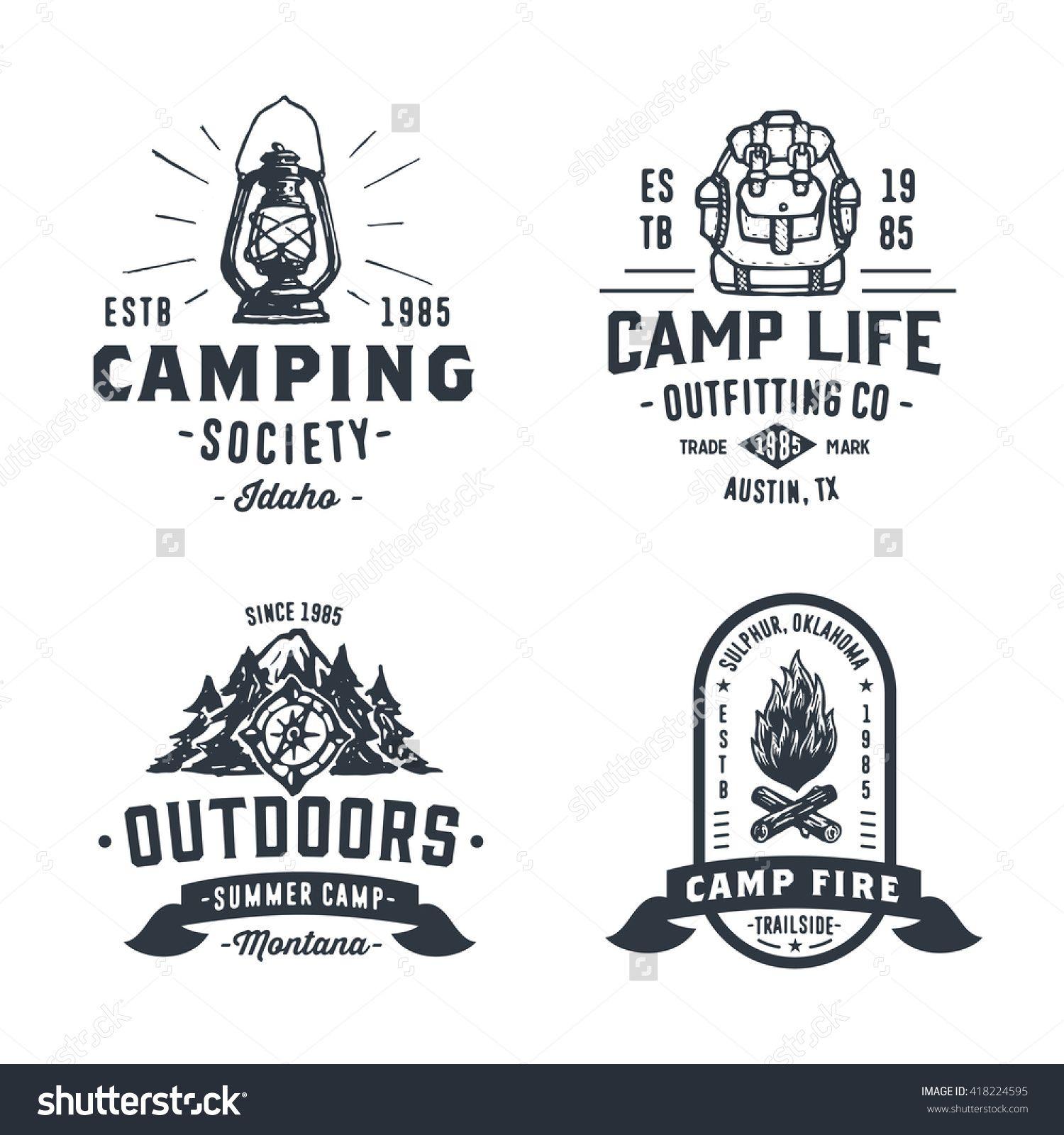 Old School Logo - Set of Retro Camping Outdoor Badges, Old School Logos, Vintage