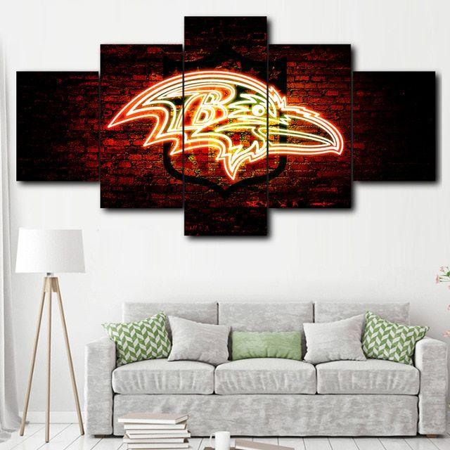 Baltimore Sport Logo - 5 Panel Baltimore Ravens Sport Logo Painting Canvas Wall Art Picture ...