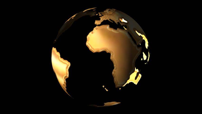 Black Gold Globe Logo - Gold Earth Globe Rotating Footage Video 100% Royalty Free