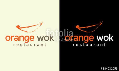 Custom Restaurant Logo - orange wok, restaurant logo design, logo design template, custom