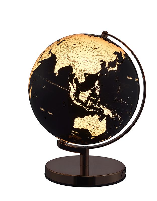 Black Gold Globe Logo - 12.5 In BLACK GOLD GLOBE ON ROSE GOLD METAL FRAME