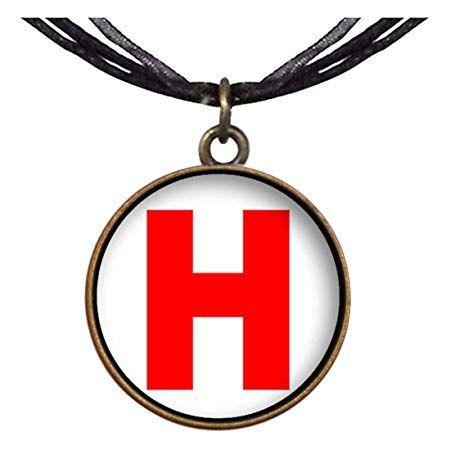 Fashion Red Letter Logo - GiftJewelryShop Bronze Retro Style Red Letter H Cancer Pendant