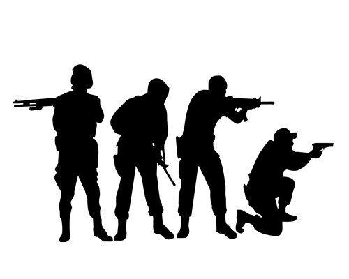 Black and White Swat Logo - Military Swat Team Army Men Soldier Kid Room Decor Vinyl