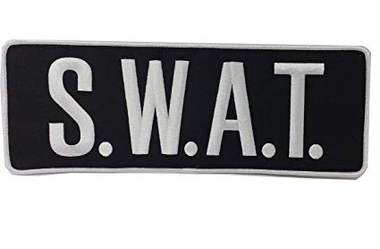 Black and White Swat Logo - S.W.A.T Patch Tactical - (SWAT) White on Black Back