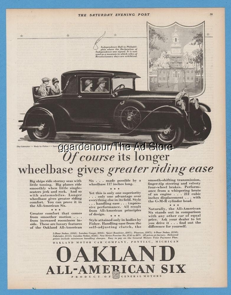 Antique All American Car Company Logo - 1928 Oakland Motor Car Co Pontiac MI General Motors GM Cabriolet ...