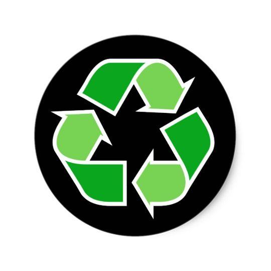 Recycling Logo - Green recycle recycling symbol on black background classic round