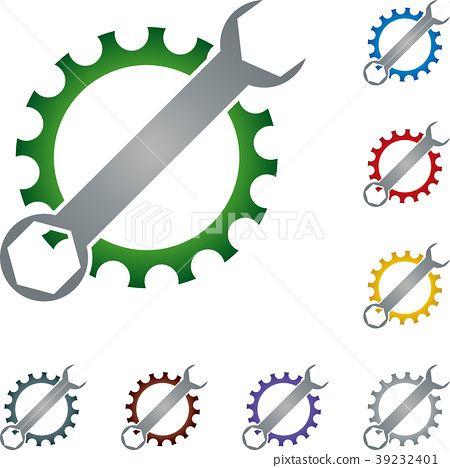 Mechanic Tools Logo - Gear, wrench, locksmith, mechanic, tools, logo Illustration