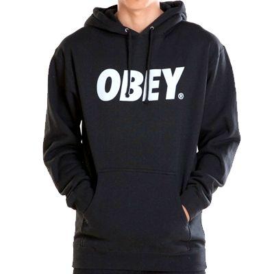 Black Obey Logo - OBEY Hoody OBEY FONT LOGO black/white
