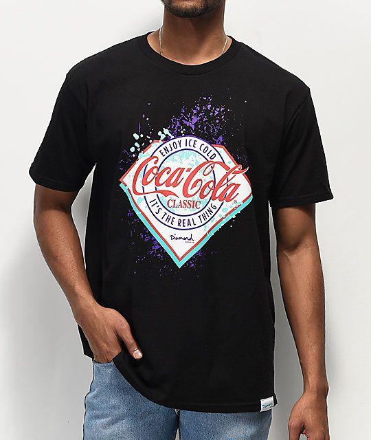 Diamond Supply Clothing Brand Logo - Diamond Supply Co. X Coca Cola Paint Splatter Black T Shirt