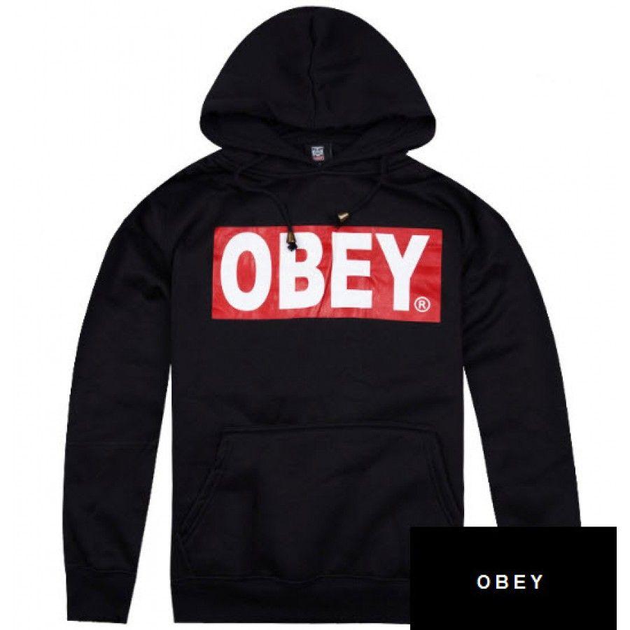 Black Obey Logo - Obey Propaganda Big Box Logo Hoody Sweatshirt (Black)