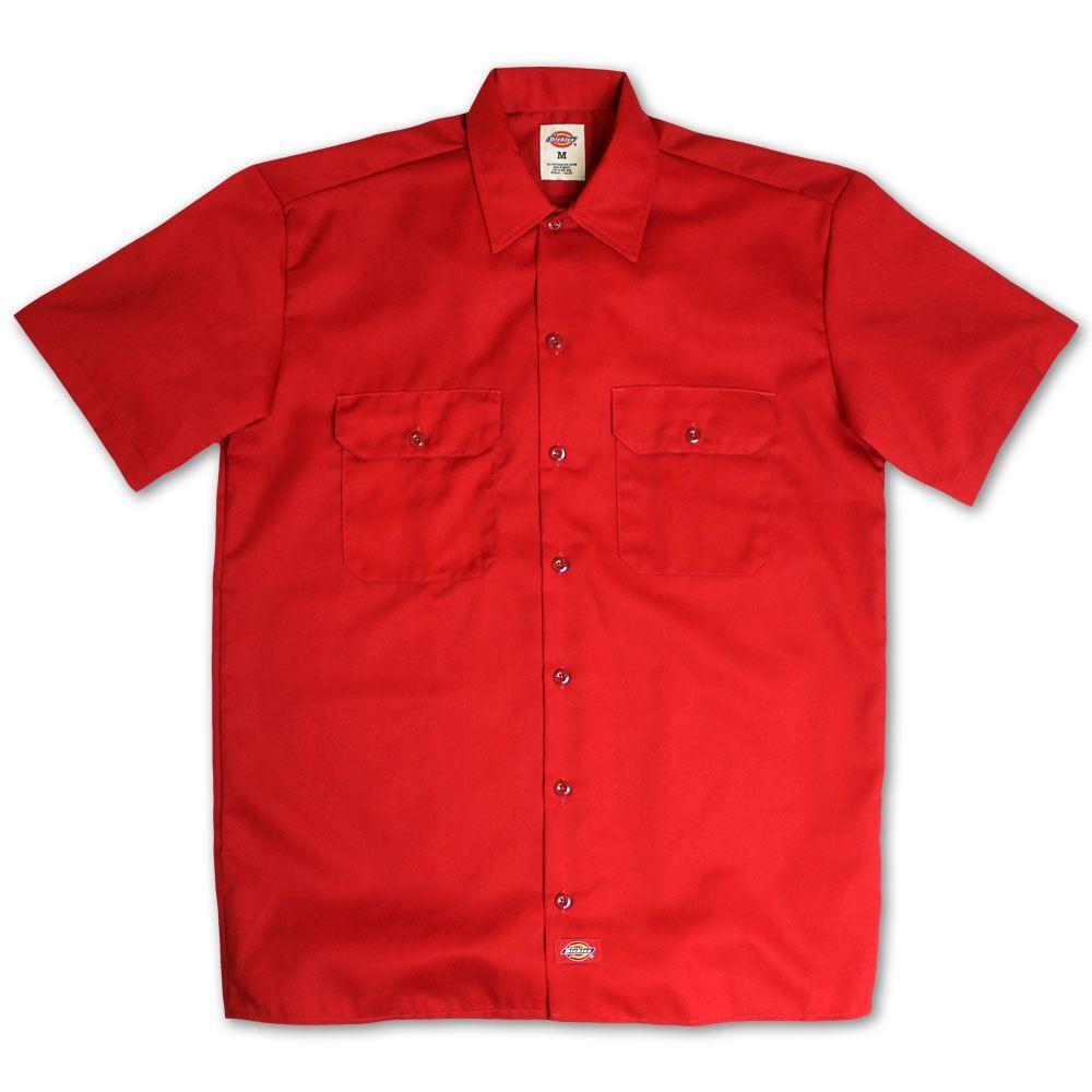 Red Dickies Logo - Dickies 1574 Short Sleeve Work Shirt English Red | eBay