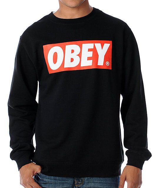 Black Obey Logo - Obey Box Logo Black Crew Neck Sweatshirt | Zumiez