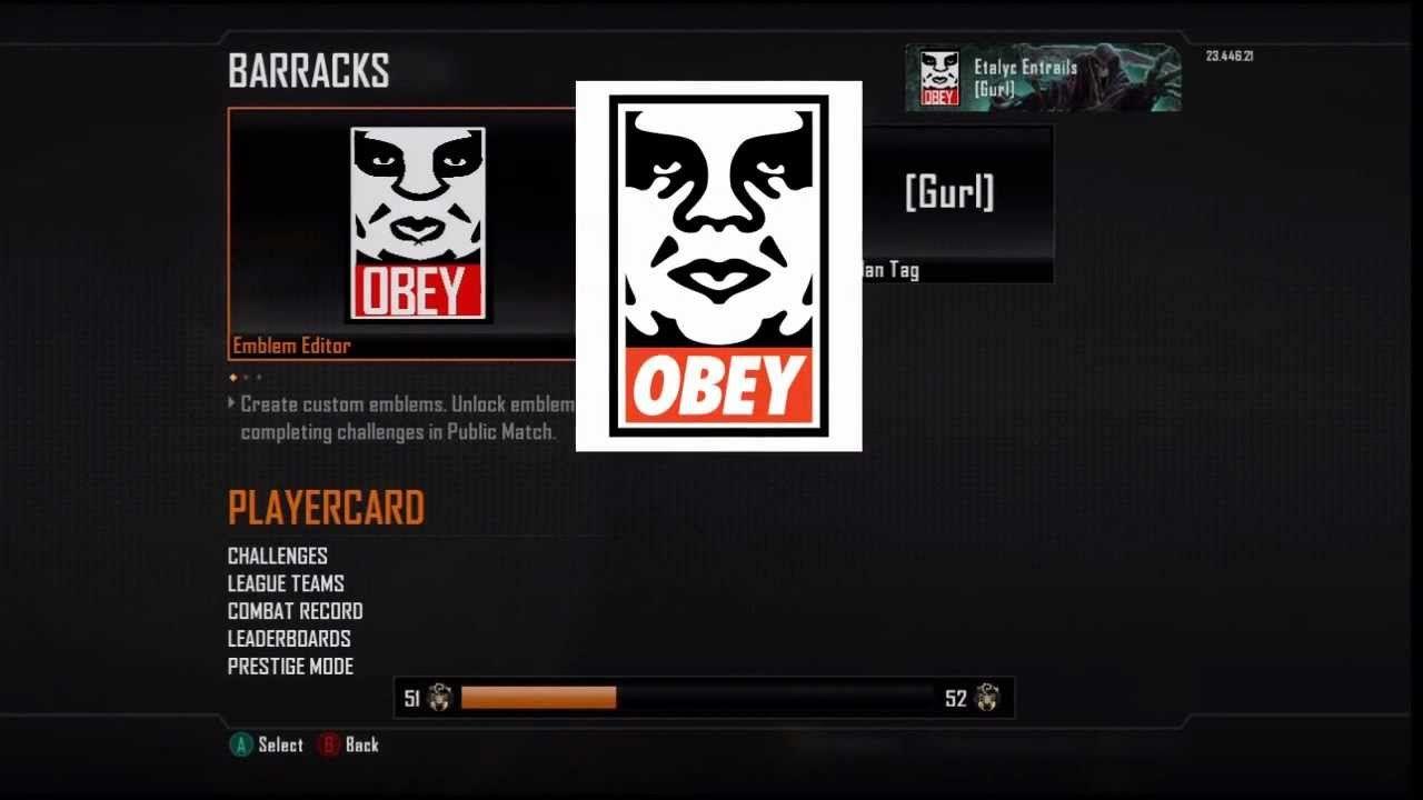 Black Obey Logo - Black Ops 2 Obey Emblem Tutorial Andre The Giant