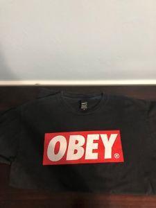 Black Obey Logo - Details About OBEY Box Logo Shirt Red's Size Small