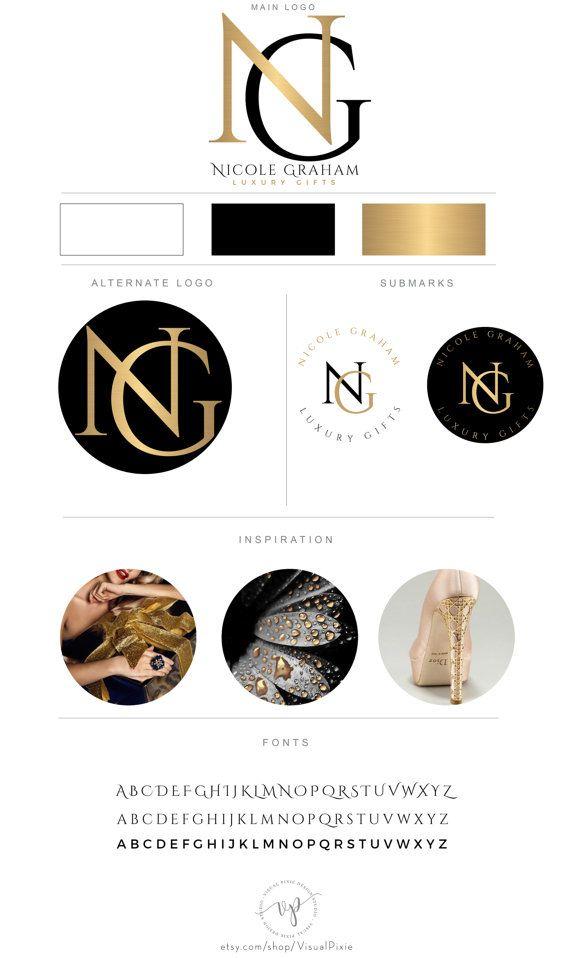 Gold and Black Business Logo - PREMIUM Branding Package - Luxury Gold Black Logo - Hair Salon ...