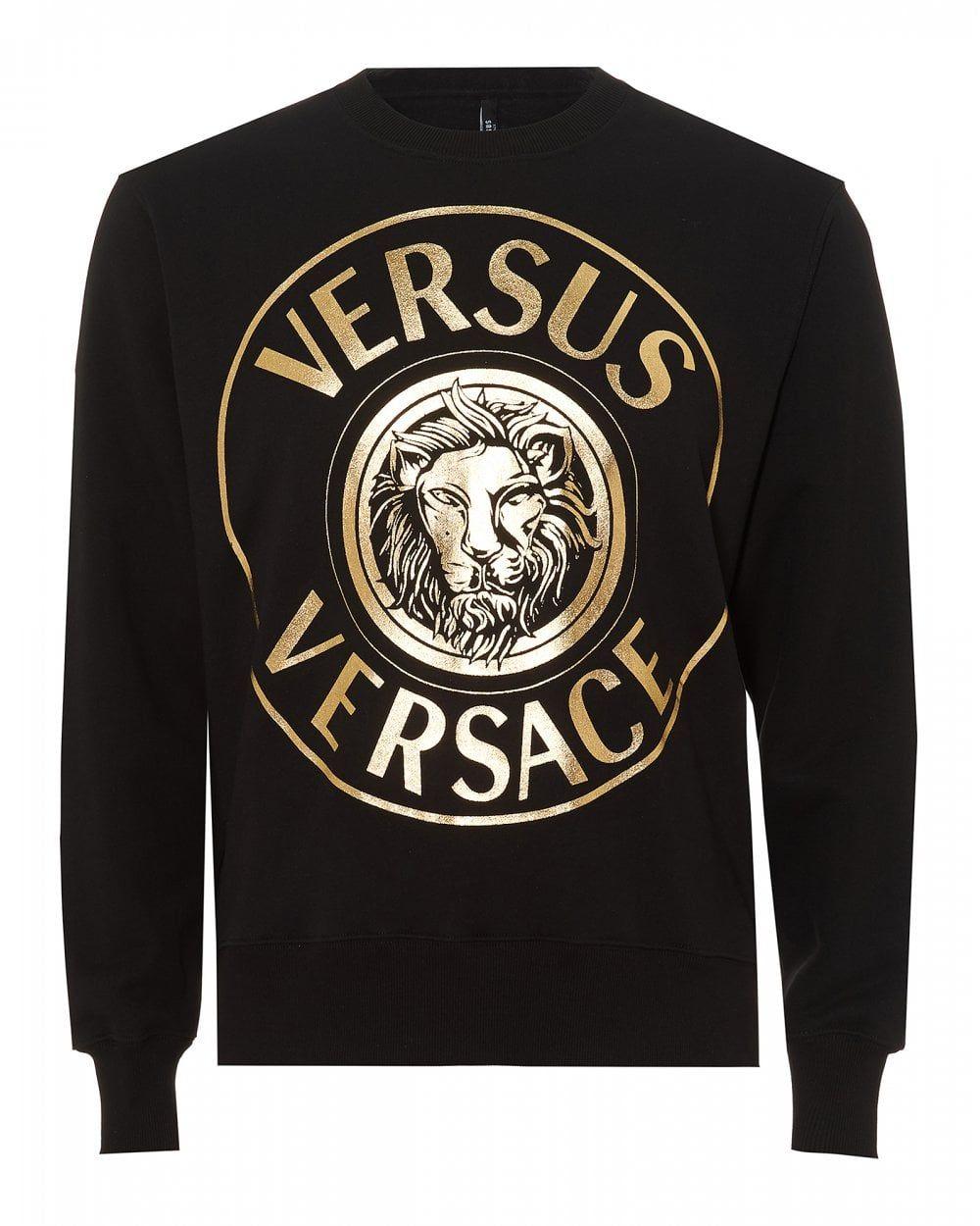 Black and Gold Lion Logo - Versus Versace Mens Lion Circle Print Sweatshirt, Black and Gold ...